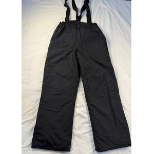 Lands End Kids Black Insulated Snow Bibs Ski Pants Size 12 Adjustable Straps
